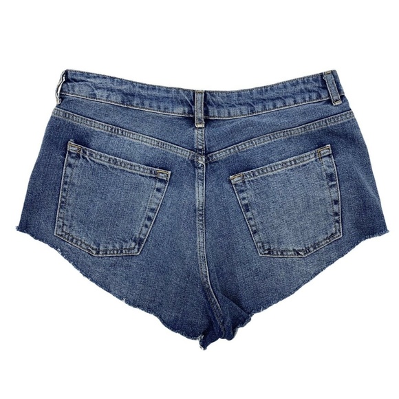 Topshop Shorts Kiri Denim High Rise Cutoff Fray - Picture 9 of 12